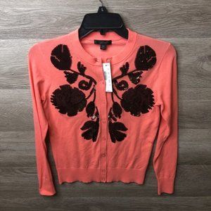 J Crew XS Sequin Floral Embroidered Jackie Sweater